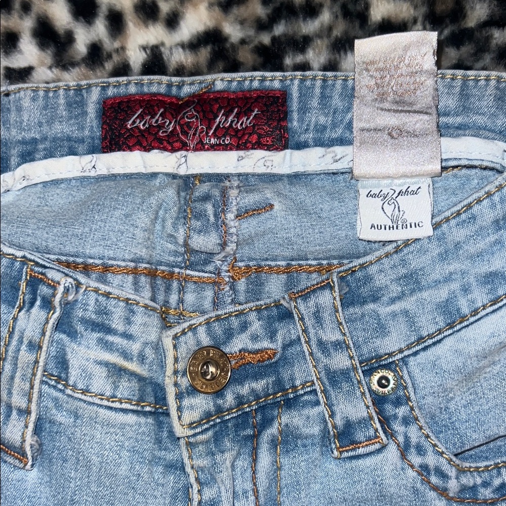 Baby Phat Light Blue Jeans RARE Colorful Embroidery - Picture 4 of 7